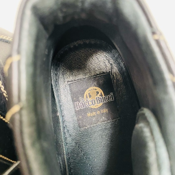 BACCO BUCCI MENS BLACK SHOES MULTI TRACTION DRESS SNEAKER Made In Italy Sz 8 - Picture 9 of 10